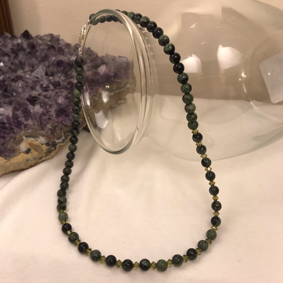 Kambaba Jasper, Pearl and Sterling Silver Necklace - Picture 6 of 8